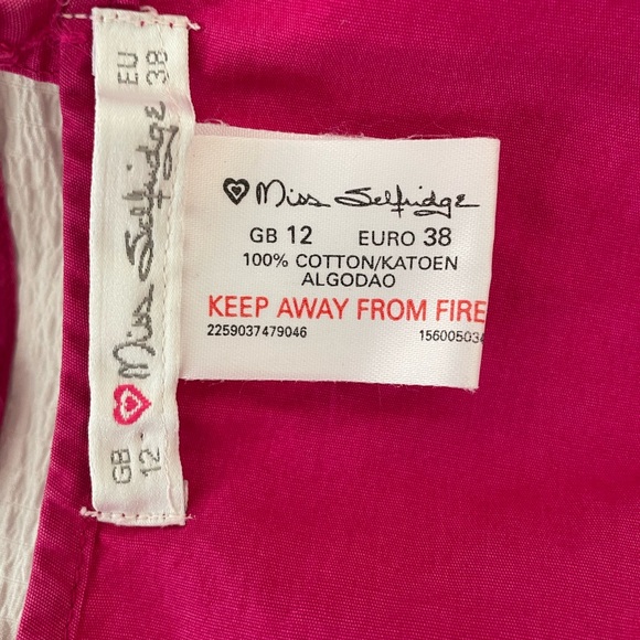 Miss Selfridge Pink Embroidered Halterneck Tie Back Top - Picture 5 of 6